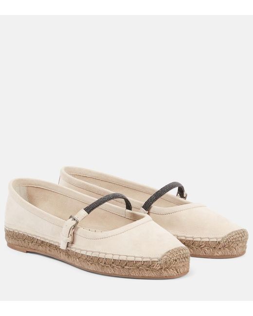Brunello Cucinelli Natural Monili Suede Espadrilles