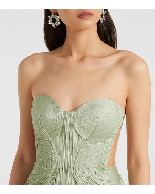 Maria Lucia Hohan Green Kamina Cutout Silk Tulle Bustier Gown