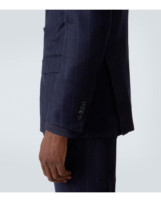 Traje De Lana Y Cachemir A Rayas Kiton de hombre de color Blue