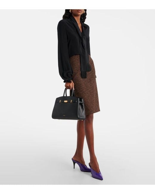DeMellier London Black Hudson Medium Leather Tote Bag