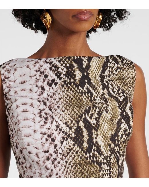 Oscar de la Renta Multicolor Snake-Print Faille Minidress