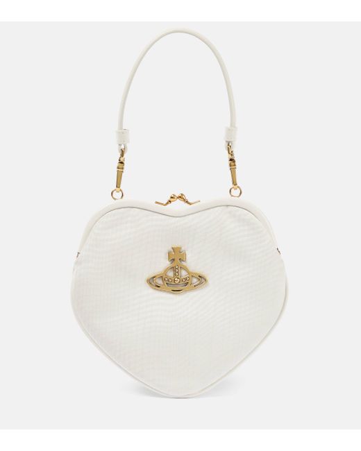 Vivienne Westwood White Belle Heart Mini Leather-trimmed Shoulder Bag
