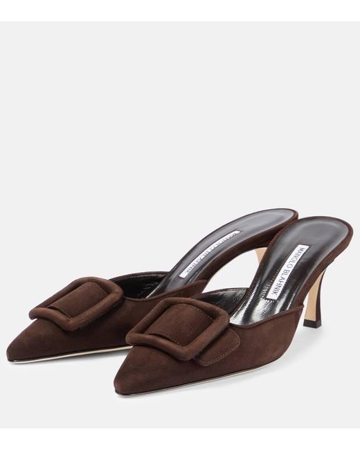 Mules Maysale 70 En Daim Manolo Blahnik en coloris Brown