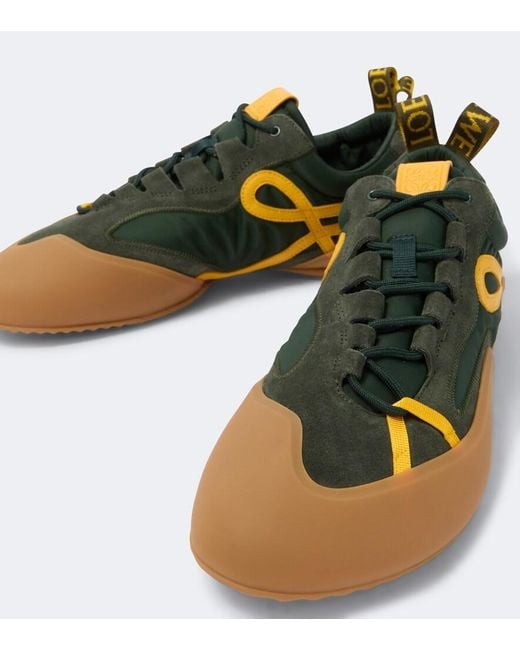 Loewe Green Grip Suede-Trimmed Sneakers for men