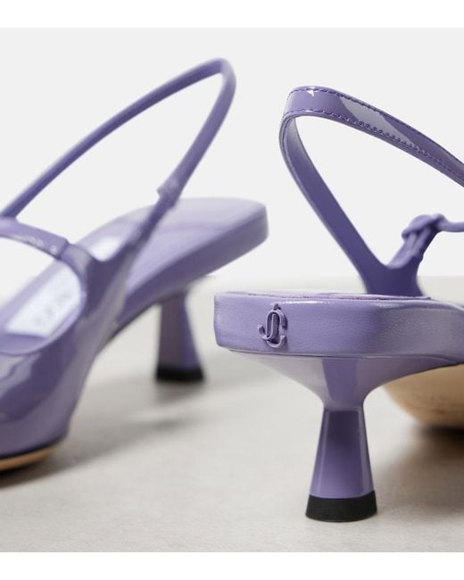 Jimmy Choo Purple Didi 45 Patent Leather Slingback Pumps