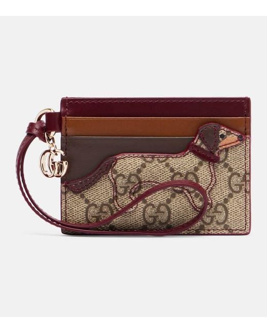 Gucci Brown Card Case With Double G And Dog