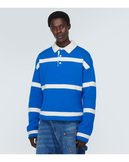 J.W. Anderson Blue Striped Wool-blend Polo Shirt for men