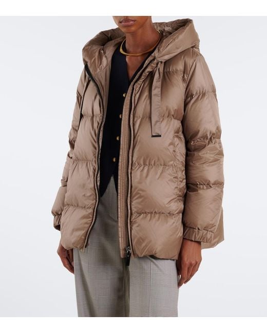 Max Mara Brown The Cube Hooded Quilted Down Jacket