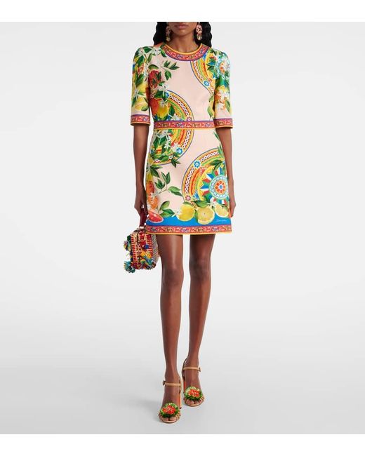Dolce & Gabbana Green Minikleid Aus Einem Baumwollgemisch