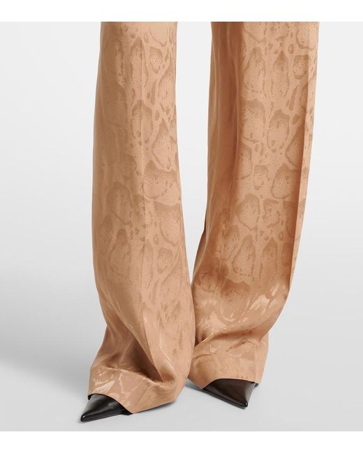 Stella McCartney Natural Silk-Blend Wide-Leg Pants