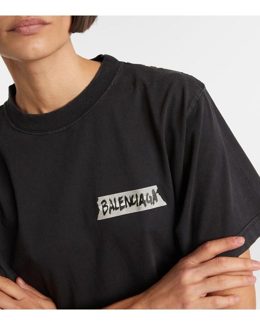 Camiseta De Jersey De Algodon Con Logo Balenciaga de color Black
