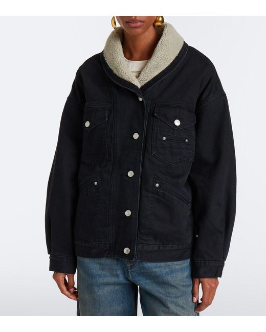 Isabel Marant Black Pimia Fleece-Trimmed Denim Jacket
