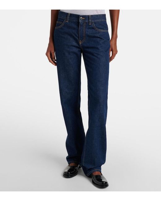 The Row Blue Carlyl Mid-Rise Straight Jeans