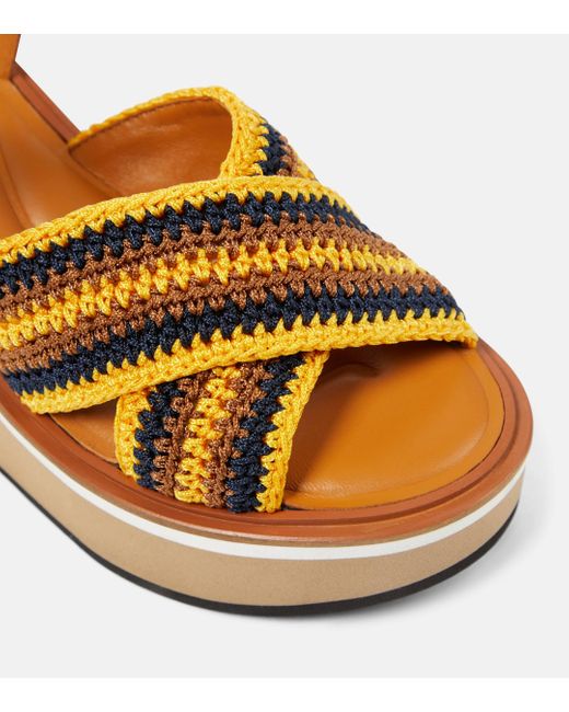 Robert Clergerie Brown Carya Crochet Platform Sandals