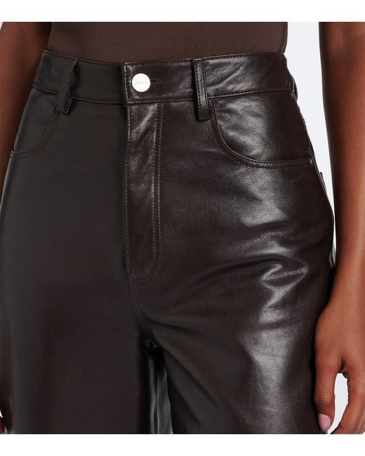 Arma Black Leather Wide-Leg Pants