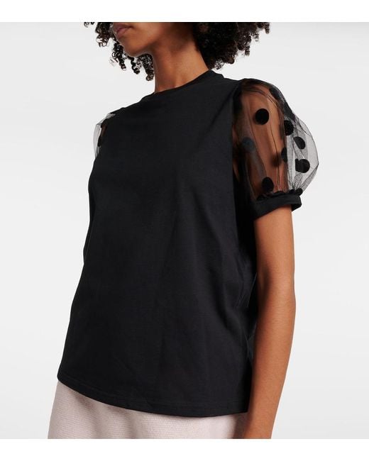 Nina Ricci Black Polka Dot Tulle And Jersey T-Shirt