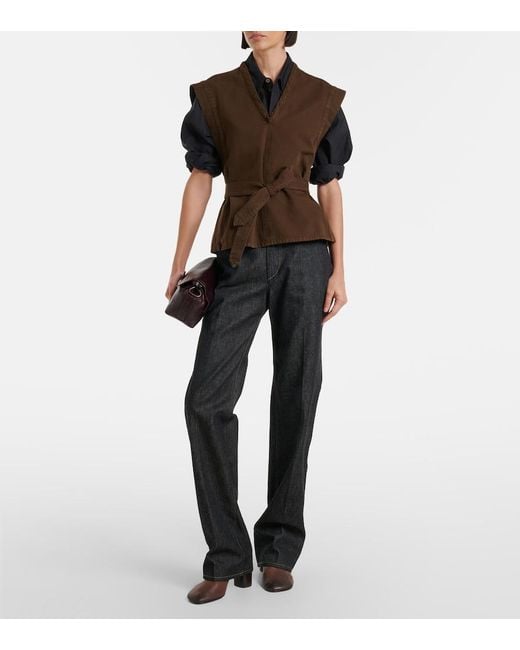 Lemaire Brown Belted Cotton Twill Top