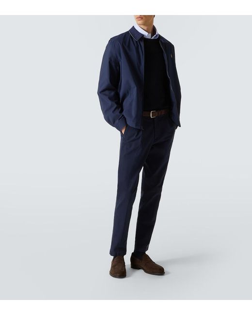 Thom Sweeney Blue Cotton Straight Pants for men