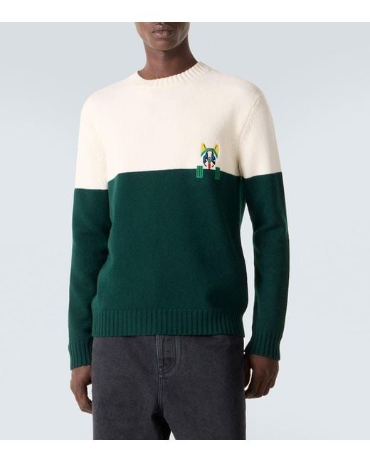 Loewe Green X Louis Wain Embroidered Wool Sweater for men