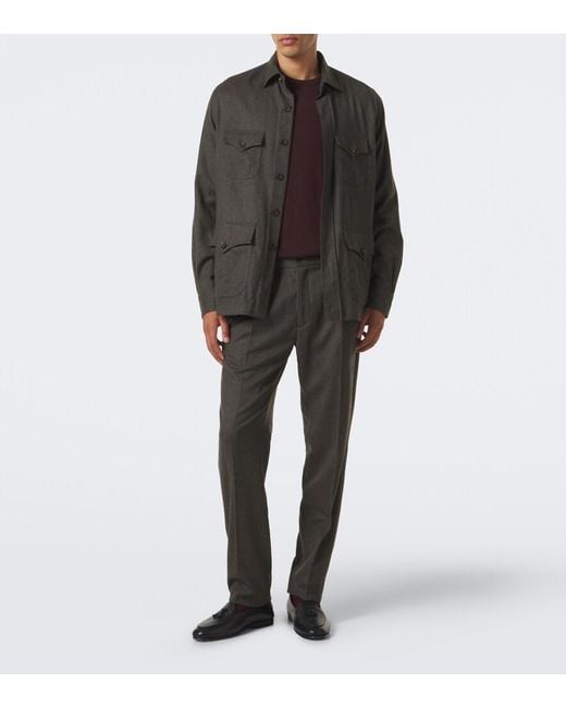 Rubinacci Gray Virgin Wool Straight Pants for men