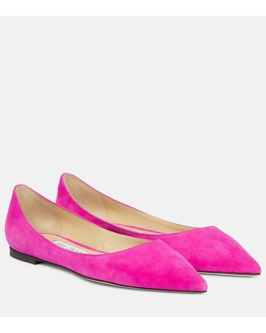 Jimmy Choo Pink Ballerinas Love Aus Veloursleder