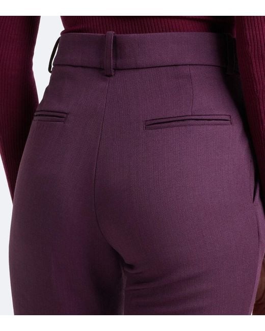 Alex Perry Purple Virgin Wool Flared Pants