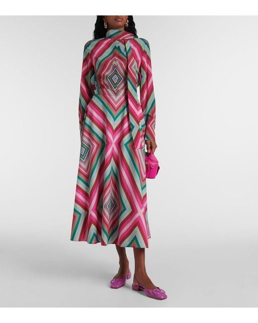 Valentino Pink Rhombus 75 Cotton Poplin Maxi Skirt