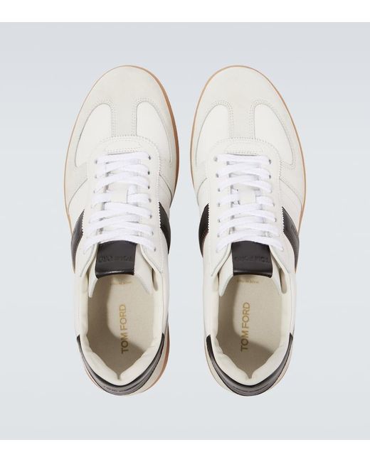 Tom Ford White Archer Suede-Trimmed Leather Sneakers for men