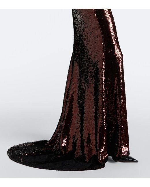Alex Perry Brown Sequined Bustier Gown