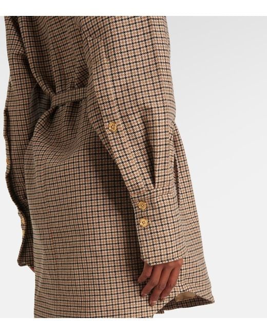 Patou Natural Houndstooth Flannel Shirt Dress