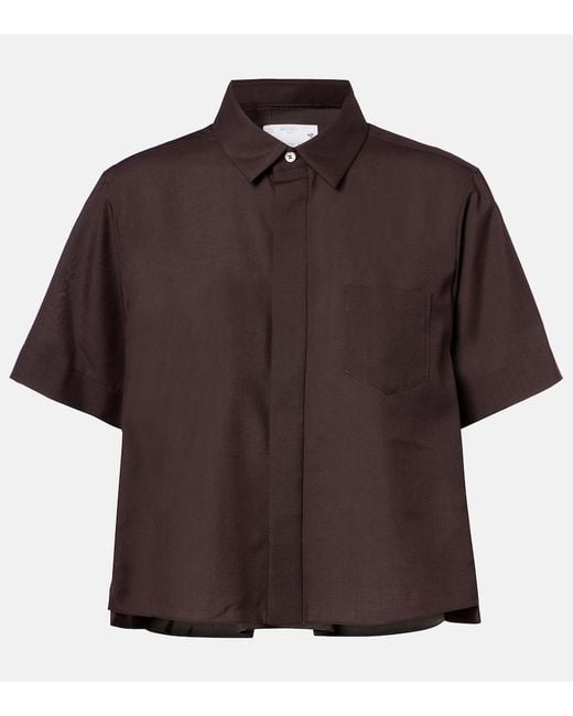 Sacai Brown Cropped Shirt