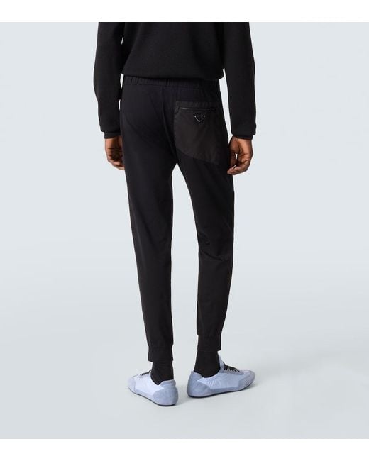 Prada Black Technical Cotton-Blend Slim Pants for men