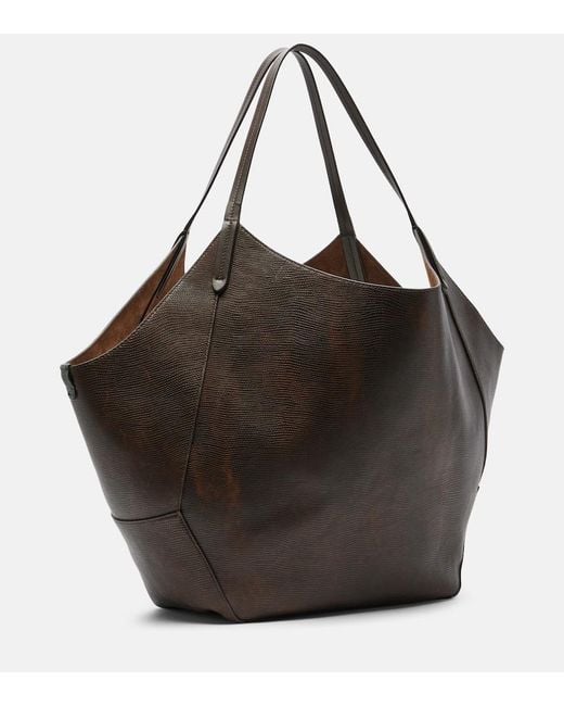 Brunello Cucinelli Black Monili Medium Reversible Leather Tote Bag