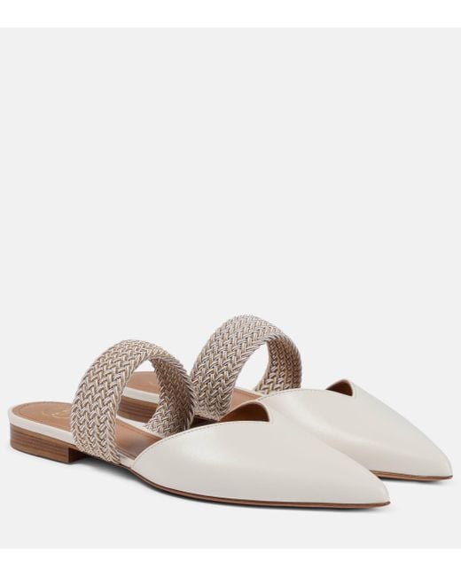 Malone Souliers White Maisie Leather Slippers