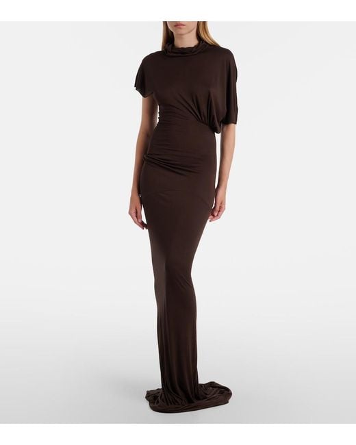 Rick Owens Purple Lilith Draped Jersey Gown