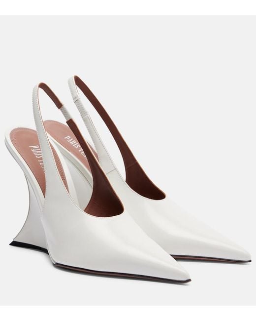 Paris Texas White Nina 105 Patent Leather Slingback Pumps