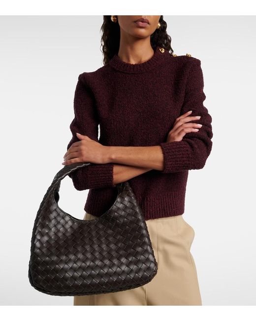 Bottega Veneta Black Campana Intrecciato Leather Shoulder Bag