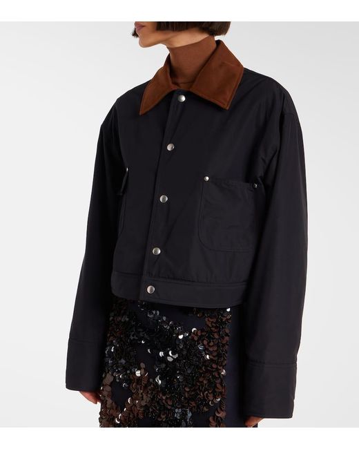 Plan C Black Cropped Twill Jacket