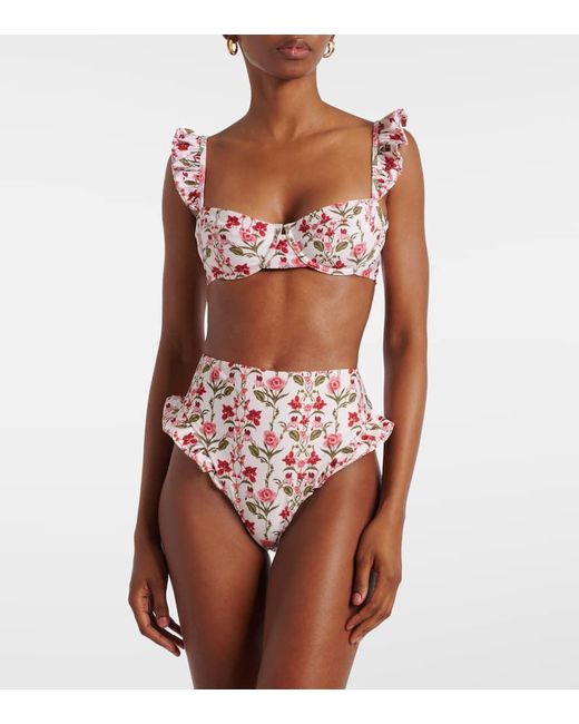 Agua Bendita Pink Kiwi Floral Bikini Top