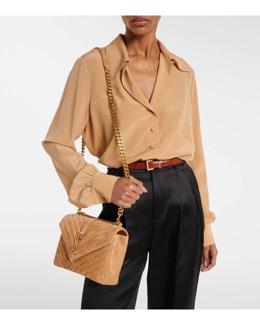 Saint Laurent Natural College Medium Leather Shoulder Bag