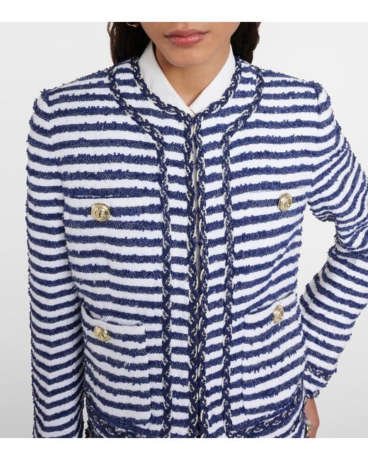 Rebecca Vallance Blue Matteo Striped Boucle Jacket