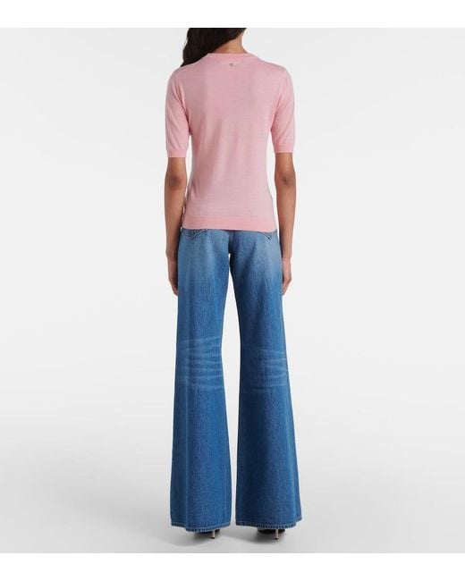 Versace Pink Logo Jacquard Knitted Top