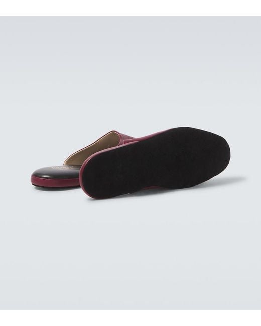 Charvet Red Leather Slippers for men