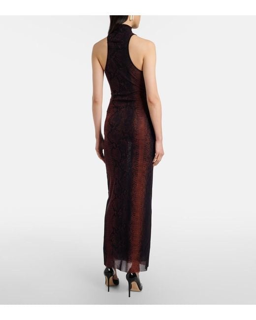Jean Paul Gaultier Red Snake-Effect Halterneck Gown