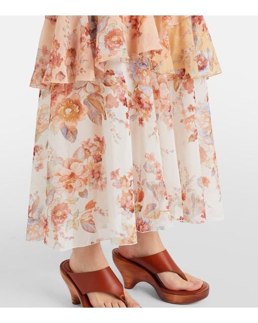 Zimmermann Pink Awaken Floral Cotton And Silk Maxi Dress