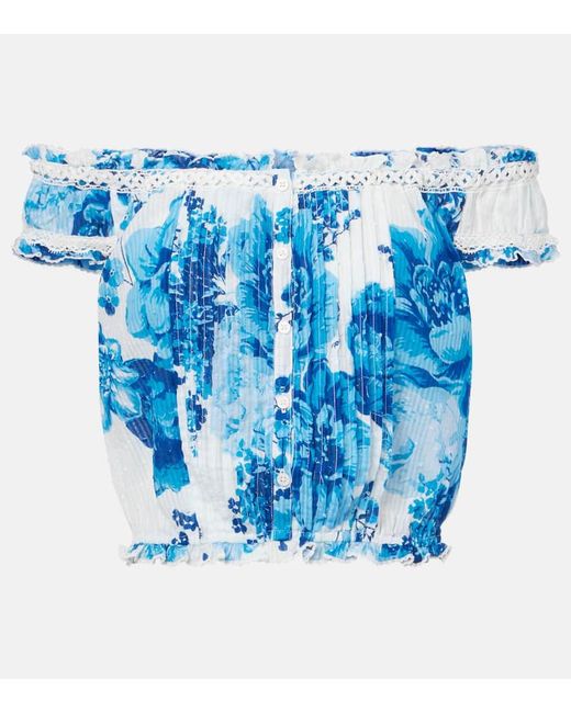 Poupette Blue Off-Shoulder-Top Alba Aus Baumwolle