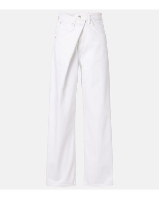 Agolde White Vana Fold Wide-Leg Jeans
