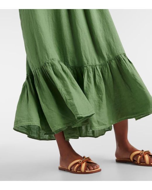 Velvet Green Linen Maxi Dress