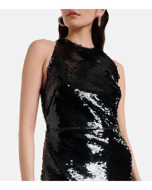 Safiyaa Black Santina Sequined Gown