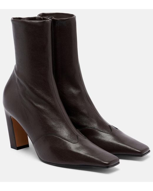 Khaite Black Nevada Leather Ankle Boots